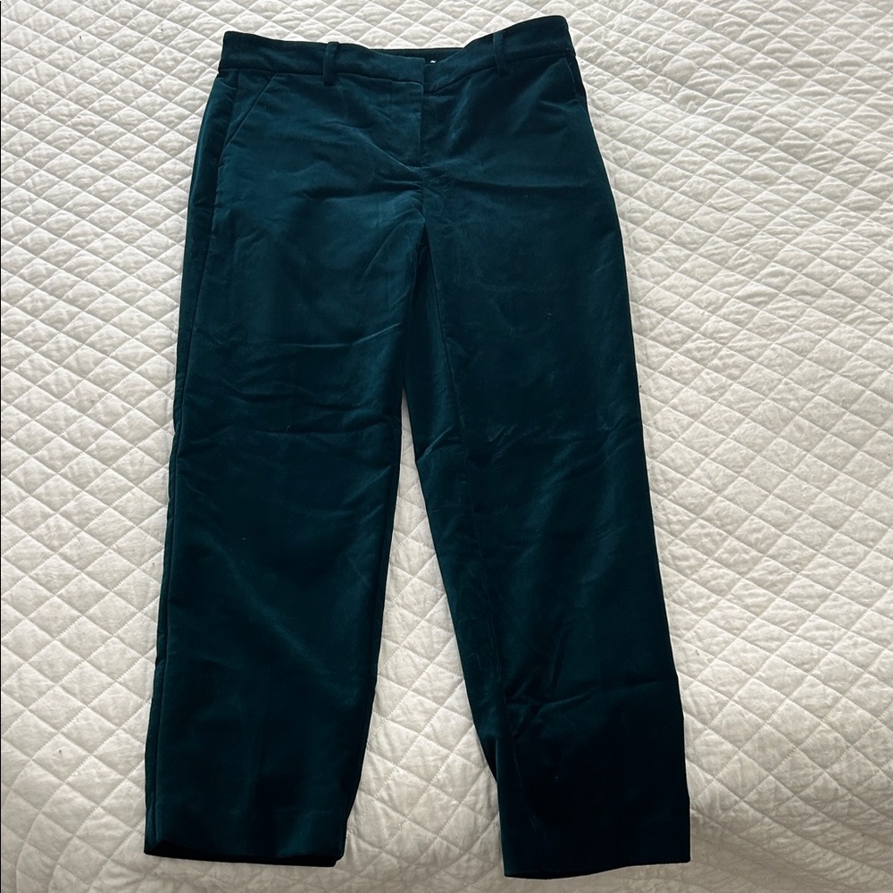 LOFT Teal Velvet Trousers